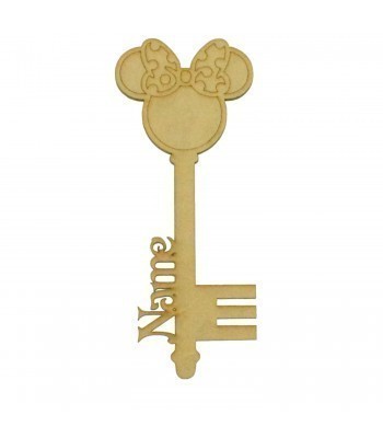 Laser Cut Personalised Magic Detailed Mouse Head with Bow Christmas Key